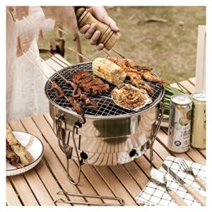 outdoor bbq stainless steel barbecue grill foldable portable stainless steel even heat sunken charcoal trough charcoal grill backyard patio garden picnic