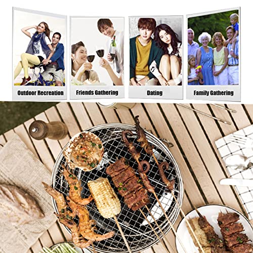 Outdoor BBQ Stainless Steel Barbecue Grill Foldable Portable Stainless Steel Even Heat Sunken Charcoal Trough Charcoal Grill Backyard Patio Garden Picnic