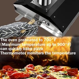 Migoda 12" Pizza Ovens Wood Fired Oven, Portable Outdoor Stainless Steel Pizza Ovens with Built-In Thermometer etc Accessories for Outside, Garden, Courtyard Cooking (Black)