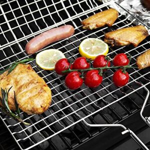 Vastector Grilling Basket, Folding Portable Outdoor Camping Stainless Steel BBQ Rack with Removable Handle for Shrimp, Steaks, Burgers, Hot Dogs, Barbeque Griller Cooking Tool