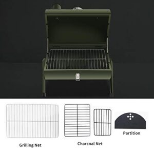 ACWARM HOME Portable Charcoal Grill, Small BBQ Smoker Grill, TableTop Barbecue Charcoal Grill for Outdoor Camping Garden Backyard Cooking Picnic Traveling (Green)