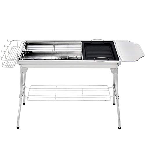 NEWCES Barbecue Desk Portable Foldable Charcoal Barbecue Grill Outdoor Stainless Steel Smoker BBQ for Picnic Garden Terrace Camping Travel ，3-5 People or More Tabletop Barbecue