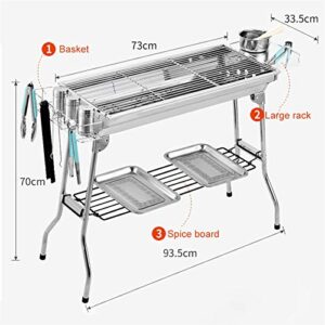 NEWCES Barbecue Desk Portable Foldable Charcoal Barbecue Grill Outdoor Stainless Steel Smoker BBQ for Picnic Garden Terrace Camping Travel ，3-5 People or More Tabletop Barbecue