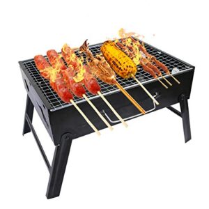 stainless steel foldable barbecue bbq grill, portable family party charcoal smoker ,camping tabletop grill,outdoor bbq for picnic garden terrace camping travel 3.54”x13.78”x10.63”