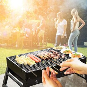 Stainless Steel Foldable Barbecue BBQ Grill, Portable Family Party Charcoal Smoker ,Camping Tabletop Grill,Outdoor BBQ for Picnic Garden Terrace Camping Travel 3.54''X13.78''X10.63''