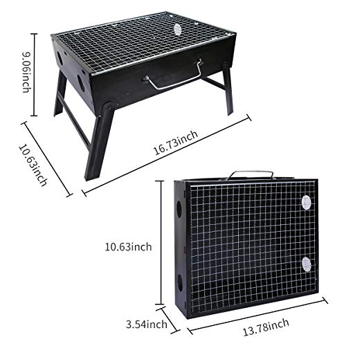 Stainless Steel Foldable Barbecue BBQ Grill, Portable Family Party Charcoal Smoker ,Camping Tabletop Grill,Outdoor BBQ for Picnic Garden Terrace Camping Travel 3.54''X13.78''X10.63''