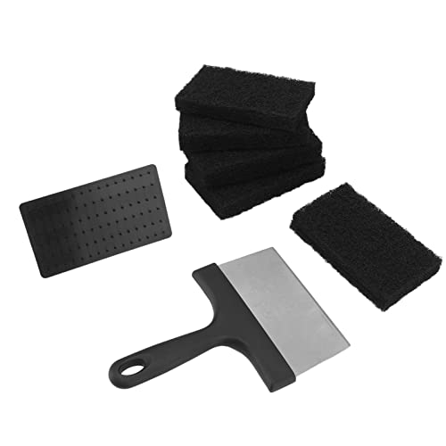 RvSky Household Garden Products Barbecue Grill Griddle Cleaning Kit BBQ Grill Cleaner Set Includes Stainless Steel Scraper Brush Sponge Blocks