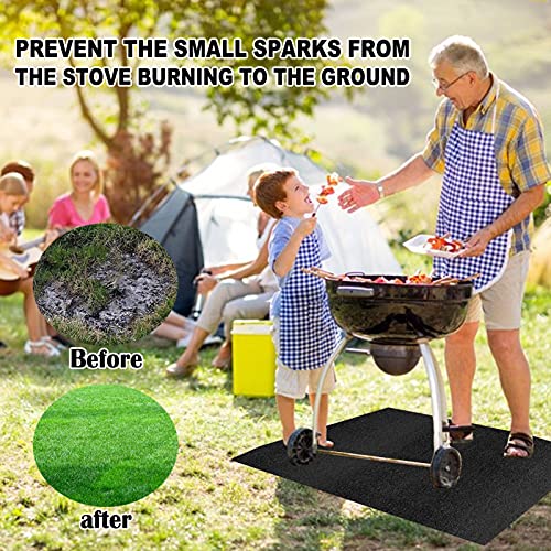 RvSky Garden Supplies Fireproof Washable Barbecue Mat Reusable Foldable Lawn Protector for Outdoor Camping Garden(39 * 47英寸)