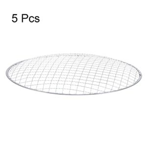 HARFINGTON 5pcs Round BBQ Grill Net 11"x0.9" Galvanized Iron Barbecue Mesh Mat for Baking Smoking Charcoal Grilling Roasting