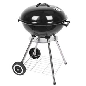 oiut portable 18inch charcoal grill for outdoor,charcoal stove enamel barbecue grill and smoker heat control round bbq kettle for picnic patio backyard garden camping hiking cooking travel,black