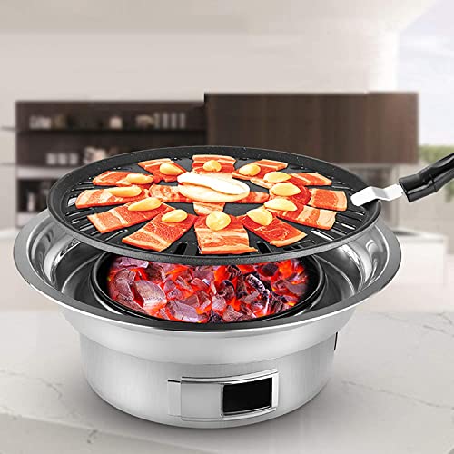 NEWCES Safety Certification 15inch Barbecue Grill Portable Table-top BBQ Grill Stainless Steel Round Barbeque Grill Charcoal Barbecues Grills for Outdoor Picnic Garden Terrace Camping Travel