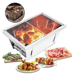 sehomy portable charcoal grills 14.3″, folding smoker camping bbq grill stainless steel, barbecue outdoor grilling for hiking picnics garden travel patio backyard, household grills outdoor cooking