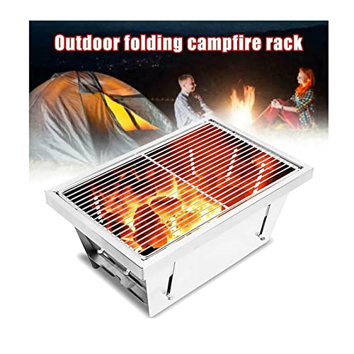 SEHOMY Portable Charcoal Grills 14.3", Folding Smoker Camping BBQ Grill Stainless Steel, Barbecue outdoor Grilling for Hiking Picnics Garden Travel Patio Backyard, Household grills outdoor cooking