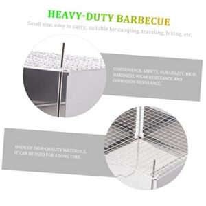 SECFOU 1 Set for Park Camping Duty Kabob Barbecue Hibachi Portable Garden Cooking Tabletop Stainless Outdoor Kabab Heavy- Charcoal Beach Backyard Patio Steel Burning Firepit Folding