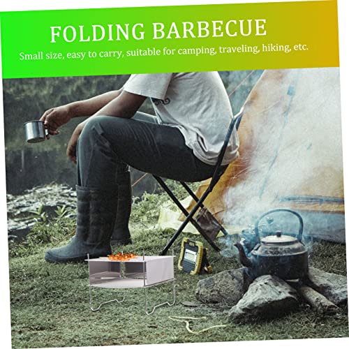 SECFOU 1 Set for Park Camping Duty Kabob Barbecue Hibachi Portable Garden Cooking Tabletop Stainless Outdoor Kabab Heavy- Charcoal Beach Backyard Patio Steel Burning Firepit Folding