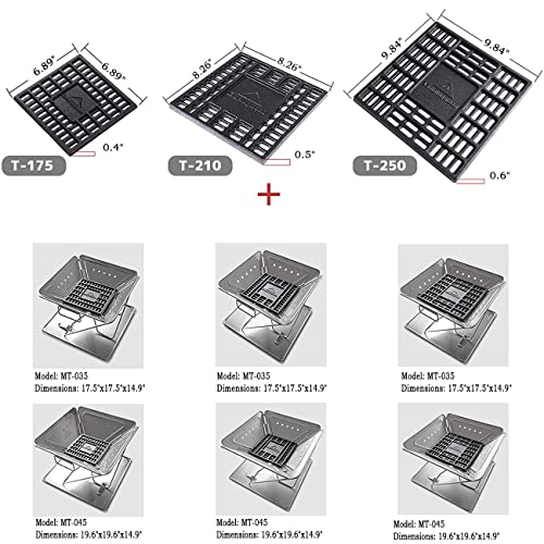 Campingmoon Cast Iron Grate, Charcoal Grate, Grill Tool, Application Barbecue Cooking Stove/Garden/Camping, T-175