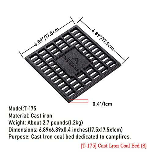 Campingmoon Cast Iron Grate, Charcoal Grate, Grill Tool, Application Barbecue Cooking Stove/Garden/Camping, T-175