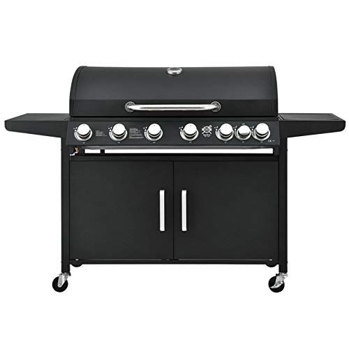 WSN Patio Garden Barbecue Grill, Classic Liquid Propane Gas Grill, with Two Foldable Shelves and Universal Wheels,B