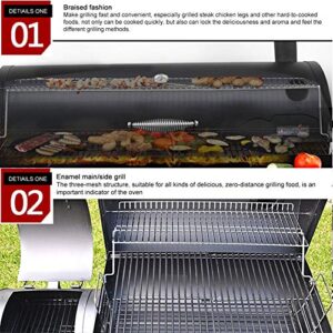 RJMOLU 40" Large BBQ Charcoal Grill and Offset Smoker Barbecue Stove, Stainless Steel Grill Outdoor Roaster Grill for Picnic Garden Terrace Camping Travel,B