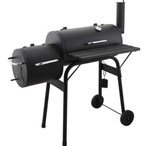 rjmolu outdoor 2-in-1 bbq grill – charcoal barbecue grill with offset smoker, meat smoker w/temperature gauge for home, backyard, garden, terrace, camping,a