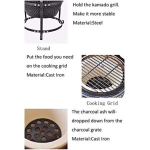 RJMOLU Charcoal Grills 13" Ceramic Barbecue Grill, BBQ Stove for Picnic Garden Terrace Camping Travel