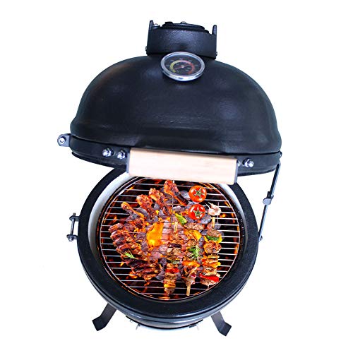 RJMOLU Outdoor BBQ Grill 13" Ceramic Egg Shaped Smoker Barbecue Stove Ceramic Barbecue for Picnic Garden Terrace Camping Travel