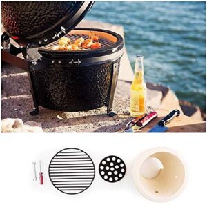 RJMOLU Outdoor BBQ Grill 13" Ceramic Egg Shaped Smoker Barbecue Stove Ceramic Barbecue for Picnic Garden Terrace Camping Travel