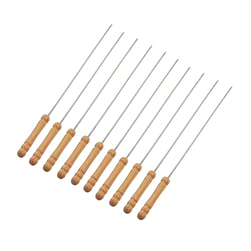 RvSky Garden kit 10pcs Barbecue Skewers Wooden Handle Stainless Steel BBQ Kabob Sticks for Outdoor Barbecue 11.8in