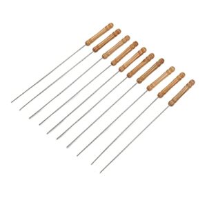 RvSky Garden kit 10pcs Barbecue Skewers Wooden Handle Stainless Steel BBQ Kabob Sticks for Outdoor Barbecue 11.8in