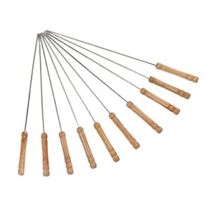 RvSky Garden kit 10pcs Barbecue Skewers Wooden Handle Stainless Steel BBQ Kabob Sticks for Outdoor Barbecue 11.8in