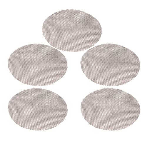 Garden kit 5Pcs High Temperature Resistant Barbecue Round Mat Reusable Non Stick BBQ Grill Grid Slice Pizza Mat 36cm Diameter(棕色)