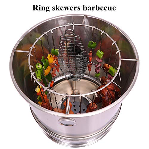 NEWCES Safety Certification Portable Charcoal Grill Barbecue BBQ Smoker Grill Stainless Steel BBQ Hanger Grill for Outdoor Camping Garden Backyard Cooking Picnic Traveling