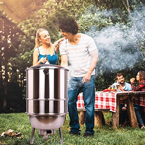 NEWCES Safety Certification Freestanding Barbecues Portable Barbecues BBQ Grills Stainless Steel Charcoal Barbecues Grills Combination Grill-Smokers for Picnic Garden Terrace Camping Travel