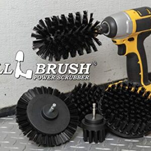 Drill Brush Power Scrubber by Useful Products - 4 Piece Black Drillbrush Ultra Stiff Cleaning Brush Set - Metal Brush for Drill Alternative - Grill Brush for Cordless Drill - Grill Grate Cleaner Brush