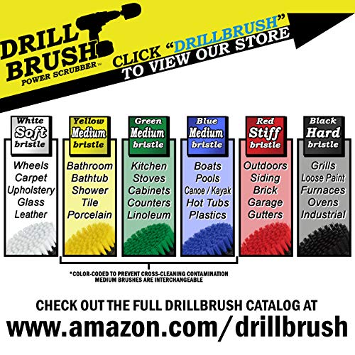 Drill Brush Power Scrubber by Useful Products - 4 Piece Black Drillbrush Ultra Stiff Cleaning Brush Set - Metal Brush for Drill Alternative - Grill Brush for Cordless Drill - Grill Grate Cleaner Brush