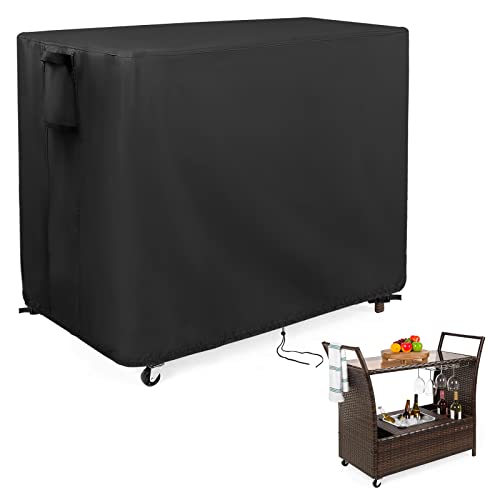 Guisong Outdoor Bar Cart Cover for Outdoor Rolling Wicker Bar Cart, Waterproof Cover for Outdoor Serving Cart, Heavy Duty Outdoor Beverage Cart Cover