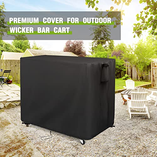 Guisong Outdoor Bar Cart Cover for Outdoor Rolling Wicker Bar Cart, Waterproof Cover for Outdoor Serving Cart, Heavy Duty Outdoor Beverage Cart Cover