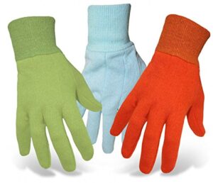 boss 419 jersey gardening gloves – assorted, ages 9-12, general purpose kids gloves with knit writs