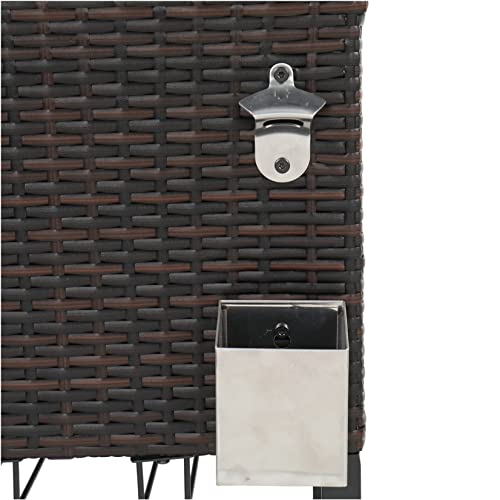 DZMARK 80QT Gradient Rattan with Wine Rack Stainless Steel Panel Drain Pipe Without Foam Freezer Incubator for Outdoor BBQ for Poolside, Backyard, Garden Powerful & Sturdy