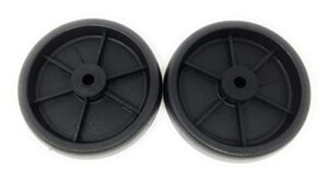 nickanny’s set of 2 replacement bbq grill wheels pair set kit-solid plastic wheel 5” x 1.5” w/ 3/8” axle hole for outdoor charcoal gas smoker barbecue pit- rueda and llantas parts