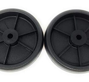 Nickanny's Set of 2 Replacement BBQ Grill Wheels Pair Set Kit-Solid Plastic Wheel 5” x 1.5” w/ 3/8” Axle Hole for Outdoor Charcoal Gas Smoker Barbecue Pit- Rueda and Llantas Parts