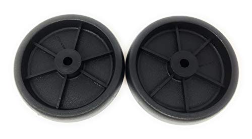 Nickanny's Set of 2 Replacement BBQ Grill Wheels Pair Set Kit-Solid Plastic Wheel 5” x 1.5” w/ 3/8” Axle Hole for Outdoor Charcoal Gas Smoker Barbecue Pit- Rueda and Llantas Parts