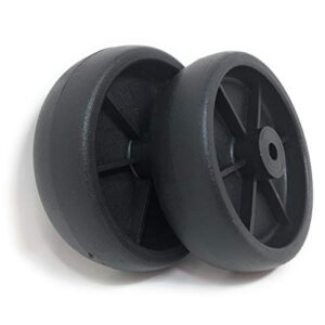 Nickanny's Set of 2 Replacement BBQ Grill Wheels Pair Set Kit-Solid Plastic Wheel 5” x 1.5” w/ 3/8” Axle Hole for Outdoor Charcoal Gas Smoker Barbecue Pit- Rueda and Llantas Parts