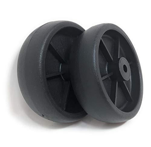 Nickanny's Set of 2 Replacement BBQ Grill Wheels Pair Set Kit-Solid Plastic Wheel 5” x 1.5” w/ 3/8” Axle Hole for Outdoor Charcoal Gas Smoker Barbecue Pit- Rueda and Llantas Parts