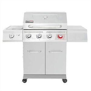 royal gourmet ga4402s stainless steel 4-burner bbq propane gas grill, 54000 btu cabinet style gas grill with sear burner and side burner perfect patio garden picnic backyard party silver