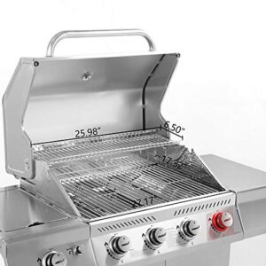 Royal Gourmet GA4402S Stainless Steel 4-Burner BBQ Propane Gas Grill, 54000 BTU Cabinet Style Gas Grill with Sear Burner and Side Burner Perfect Patio Garden Picnic Backyard Party Silver