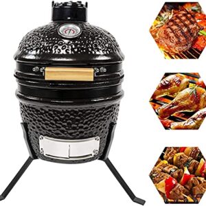 WHNB Mini Grill Garden Ceramic Charcoal Grills Multifunctional Outdoor Without Side Table-Black/13 Inch