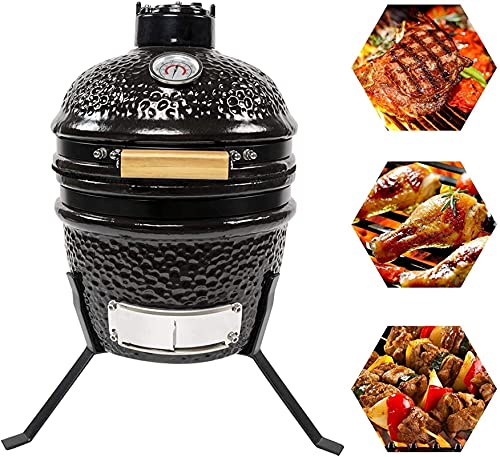 WHNB Mini Grill Garden Ceramic Charcoal Grills Multifunctional Outdoor Without Side Table-Black/13 Inch