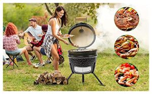 whnb 13 inch ceramic charcoal grills multifunctional mini garden outdoor grill without side table for bbq, camping and picnic