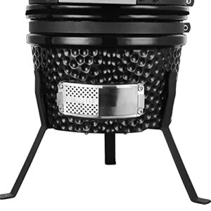 WHNB 13 Inch Mini Grill Garden Ceramic Charcoal Grills Multifunctional Outdoor Without Side Table for BBQ, Camping and Picnic -Black